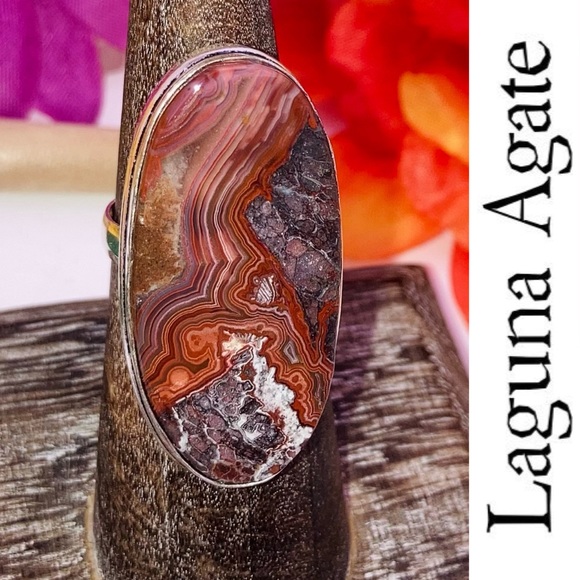 Dazzling! Mexican Laguna Lace Agate Gemstone Handmade Ring - Picture 2 of 6